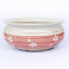 (株)京ばし園芸資材 睡蓮鉢 花柄 KW-001 M 白 ピンク